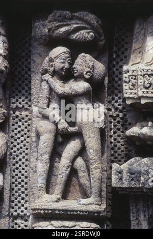 Vista della statua di Sun tempio, Konark, Orissa, India, Asia Foto Stock