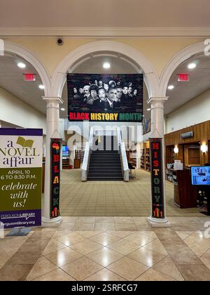 Stamford, CT, US - biblioteca pubblica Black History Month display Foto Stock