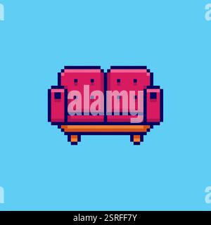 Design delle risorse di gioco del divano Pixel ART Illustrazione Vettoriale
