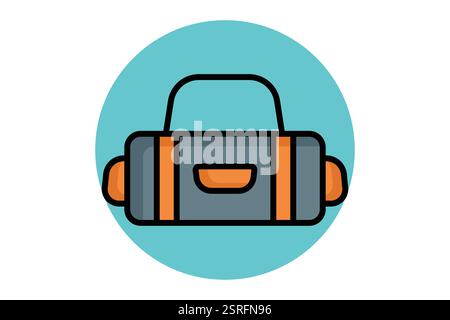 Icona della borsa da palestra. stile contorno colorato. icona relativa alla palestra e al fitness Illustrazione Vettoriale