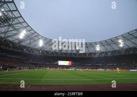 Londra, Regno Unito. 15 febbraio 2025. Vista generale alla partita West Ham United contro Brentford EPL, al London Stadium, Londra, Regno Unito il 15 febbraio 2025. Crediti: Paul Marriott/Alamy Live News Foto Stock