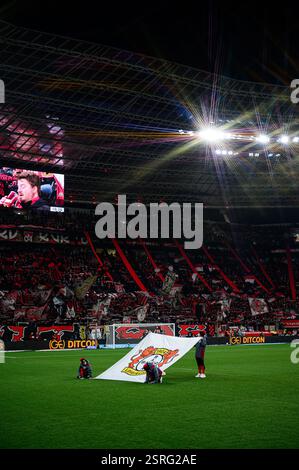 LEVERKUSEN, GERMANIA - 15 FEBBRAIO 2025: Partita di Bundesliga FC Bayer 04 Leverkusen vs FC Bayern Muenchen alla BayArena Foto Stock