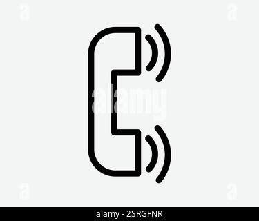 Ricevitore telefono telefono telefono palmare comunicazione comunicazione comunicazione connessione icona di chiamata nero/bianco simbolo simbolo grafico vettore Illustrazione Vettoriale