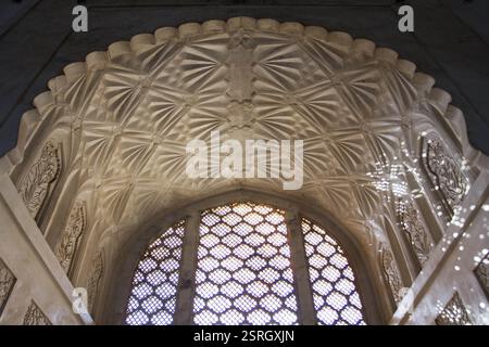 La parte interna del bibi ka maqbara, Aurangabad, Maharashtra, India, Asia Foto Stock