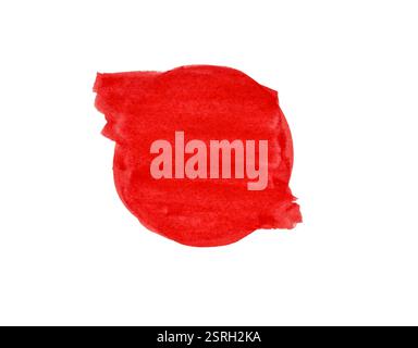 Forme ovali o arrotondate di acquerello rosso o macchie disegnate con pennello modelli dipinti isolati su sfondo bianco con tracciato di ritaglio. Texture, cornice, testo bac Foto Stock