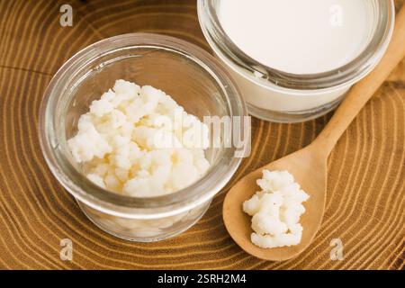 Organici latte probiotici grani kefir Foto Stock