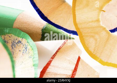 Matite affilate e trucioli di legno, polonia Foto Stock