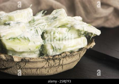 Insalata di cetrioli con panna acida e aneto Foto Stock
