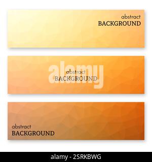 Set di tre striscioni arancioni in stile poly art basso. Sfondo con posizione per il testo. Illustrazione vettoriale Illustrazione Vettoriale