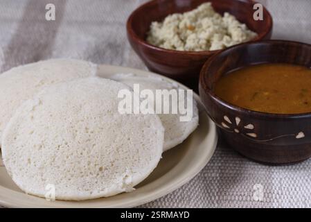 Il cibo indiano Chutney Idli Sambar, India, Asia Foto Stock