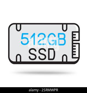 icona del profilo della memoria ssd 512 Illustrazione Vettoriale