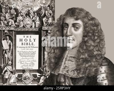 Giacomo vi e i, James Charles Stuart, 1566 – 1625, re d'Inghilterra, Scozia e Irlanda, Frontespiece to the King James' Bible, 1611, editato digitalmente Foto Stock