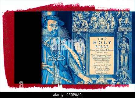 Giacomo vi e i, James Charles Stuart, 1566 – 1625, re d'Inghilterra, Scozia e Irlanda, Frontespiece to the King James' Bible, 1611, editato digitalmente Foto Stock