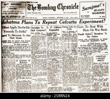 Mahatma Gandhi in prima pagina, Mumbai, Maharashtra, India, Asia, 10 settembre 1947, Asia Foto Stock