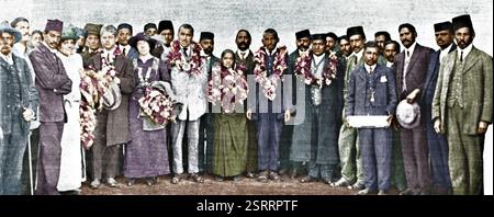 Addio incontro al dottor Hermann Kallenbach, Kasturba Gandhi Mahatma Gandhi, Sud Africa, 18 luglio 1914, Africa Foto Stock