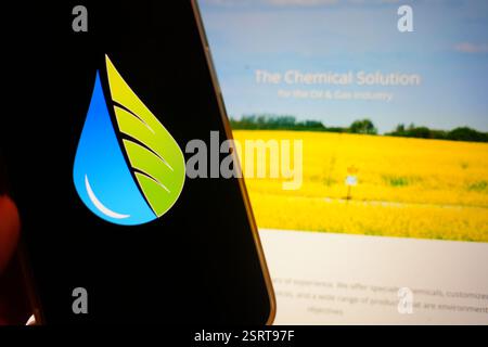 Roosendaal, Paesi Bassi - 16 febbraio 2025: Un telefono cellulare che mostra il logo di GreenStream Solutions, con il sito web dell'azienda nel backgrou Foto Stock