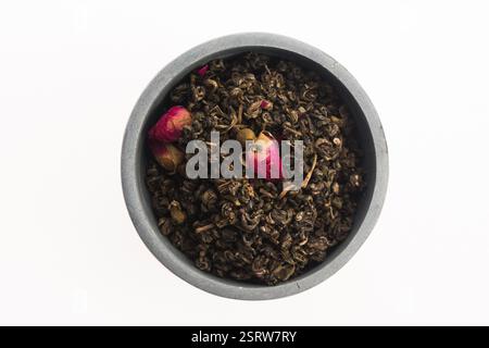 Il tè cinese con boccioli di rosa Foto Stock