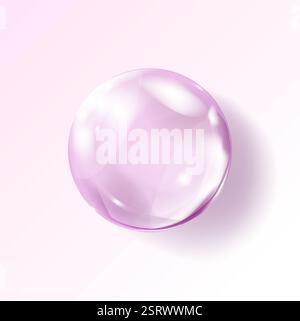 Bolla rosa. Acido ialuronico trasparente. Gocce di collagene trasparenti. Siero cosmetico Illustrazione Vettoriale