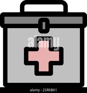 Kit di pronto soccorso - farmacia pulita e moderna e icona della medicina. Illustrazione Vettoriale