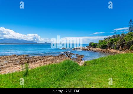 Estate in riva al mare a Bermagui nella contea di Eurobadalla sulla costa meridionale del nuovo Galles del Sud, Australia. Foto Stock