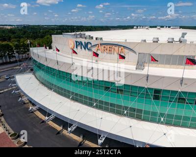 Immagini diurne della PNC Arena, sede dei Carolina Hurricanes e della squadra di pallacanestro dei North Carolina State Mens Foto Stock