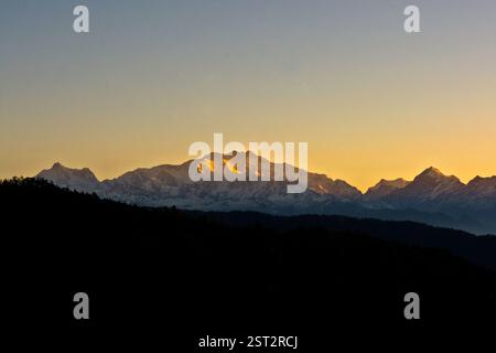 kanchenjunga baciata dal sole Foto Stock