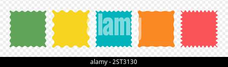 Set di adesivi o francobolli frastagliati con bordi ondulati Illustrazione Vettoriale