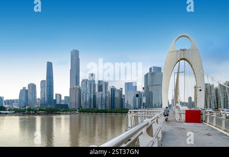 Moderno scenario cittadino, Zhujiang New Town, Guangzhou, Cina Foto Stock