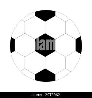 Classico pallone da calcio bianco e nero con motivo pentagonale ed esagonale Illustrazione Vettoriale