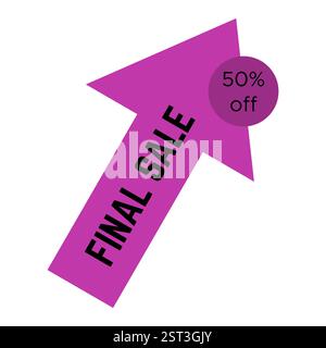 Adesivo viola per la vendita finale sotto forma di freccia con testo. Modello etichetta vendita. Illustrazione vettoriale Illustrazione Vettoriale