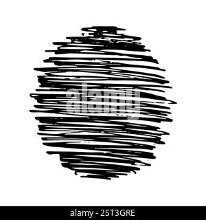 Disegnare lo striscio di graffi. Disegno a matita nera a forma di cerchio su sfondo bianco. Design eccellente per qualsiasi scopo. Illustrazione vettoriale. Illustrazione Vettoriale