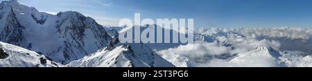 Fotografia paesaggistica delle Alpi francesi nel massiccio della Vanoise (massiccio della Vanoise, Paradiski), panorama, grandi dimensioni Foto Stock