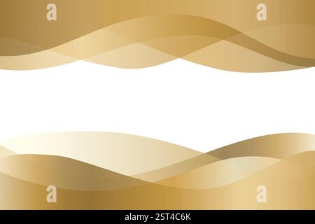 Sfondo vettoriale delle onde dorate per il testo inserito su sfondo bianco. Divisore elegante lucido, modello di separazione Illustrazione Vettoriale