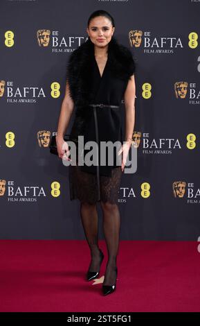 Londra, Regno Unito. 16 febbraio 2025. Jessica Plummer arriva agli EE BAFTA Film Awards 2025, la Royal Festival Hall. Crediti: Doug Peters/EMPICS/Alamy Foto Stock