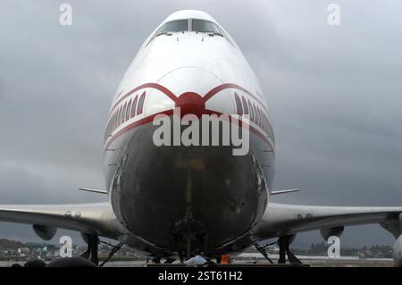 Aeroplano, Boeing 747 di Air India, il vettore ufficiale dell'India, questo aereo è stato sventolato al volo inaugurale per Los Angeles a Chhatrapati Shivaj Foto Stock