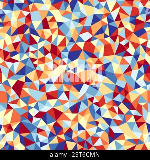 Sfondo geometrico minimo. Piccoli triangoli. Modello ripetibile. Eleganti tessere vettoriali. Tavolozza dello spettro da caldo a freddo. Illustrazione Vettoriale
