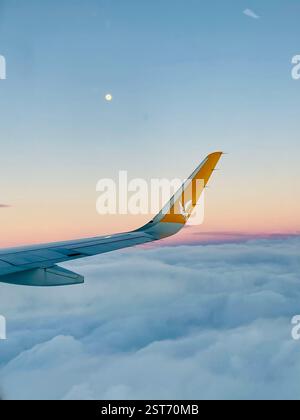 Vista dalla finestra dell'aereo che vola da Tirana a Smirne . Foto Stock