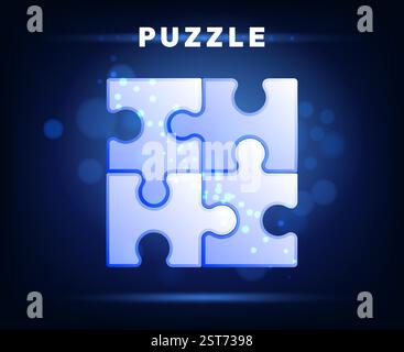 Pezzi del puzzle isolati sul nero Illustrazione Vettoriale