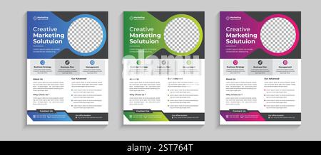 Volantino aziendale, brochure, opuscolo, design della copertina, design del modello di layout. Opuscolo aziendale, rivista e modello di poster astratti. Illustrazione Vettoriale