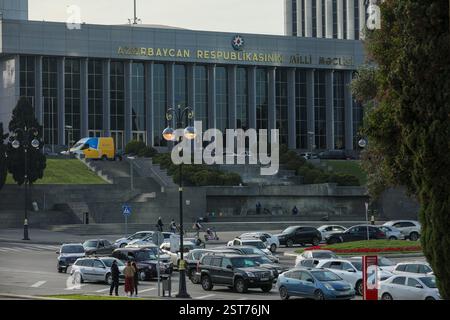 Vista generale del Parlamento azero nella città di Baku Foto Stock