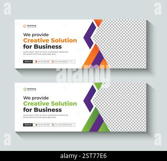 Design di banner professionali per copertine sociali aziendali. Post sui social media, pubblicità e modello di annuncio banner Web. Illustrazione Vettoriale
