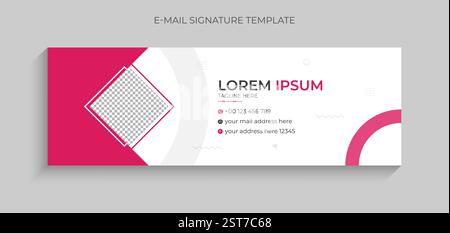 Modello di design moderno e minimalista e creativo per le e-mail per le aziende. Modello di design della firma e-mail aziendale di colore rosa. Illustrazione Vettoriale