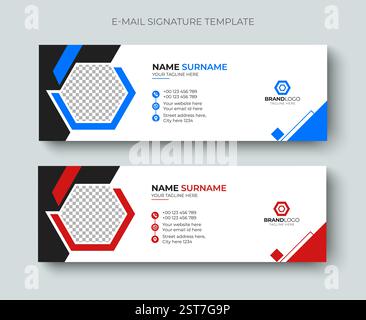Firma e-mail aziendale o piè di pagina e modello di copertina dei social media personali. Design professionale della firma e-mail aziendale. Illustrazione Vettoriale