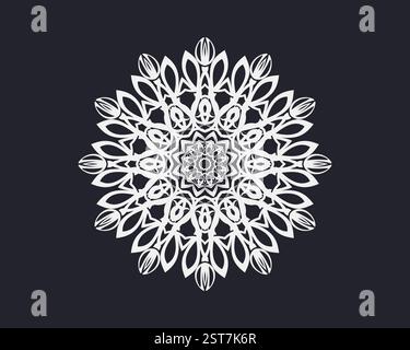 Modello di mandala ornamentale astratto vettoriale per Alpona, Henna, Mehndi, tatuaggio, decorazione. Illustrazione Vettoriale