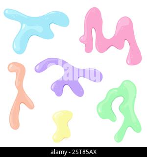 Una melma colorata che gocciola su uno sfondo bianco Illustrazione Vettoriale