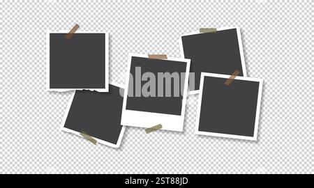 Raccolta di cornici fotografiche con spazio vuoto, Mockup per design, portfolio, social media o branding Illustrazione Vettoriale