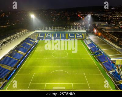 Immagine aerea di Boundary Park, sede dell'Oldham Athletic Football Club. 11 febbraio 2025. Foto Stock