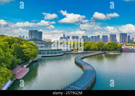 Paesaggio del lago Tai, punto panoramico a Wuxi, provincia di Jiangsu, Cina Foto Stock