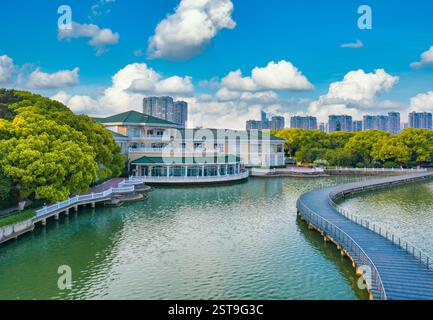 Paesaggio del lago Tai, punto panoramico a Wuxi, provincia di Jiangsu, Cina Foto Stock