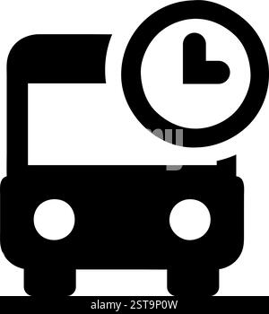 Bus con icona orologio Illustrazione Vettoriale